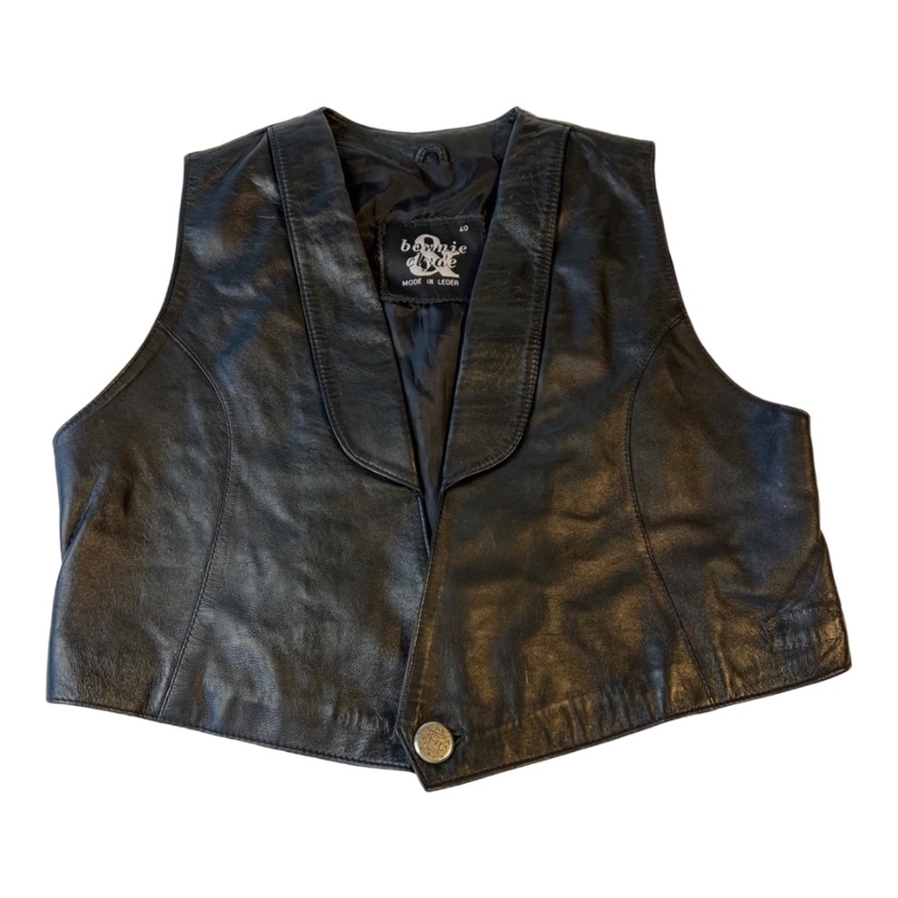 Bonnie & Clyde Sz 40 Black Leather Crop Vest